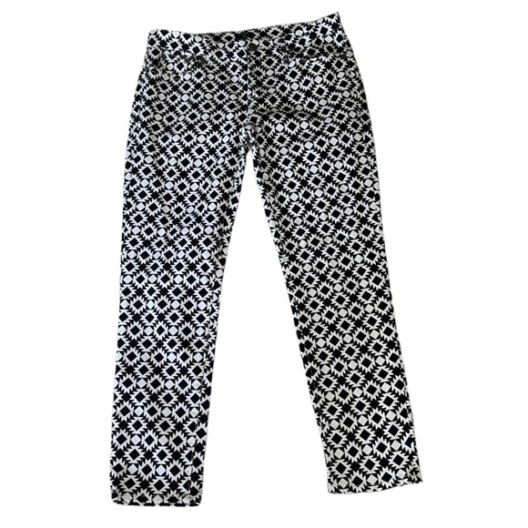 J. Crew Black White Geometric Kaleidoscope Print  Stretch Ankle Skinny Jeans  29 - Picture 6 of 15